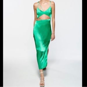 ZARA asymmetrical green dress NWT!